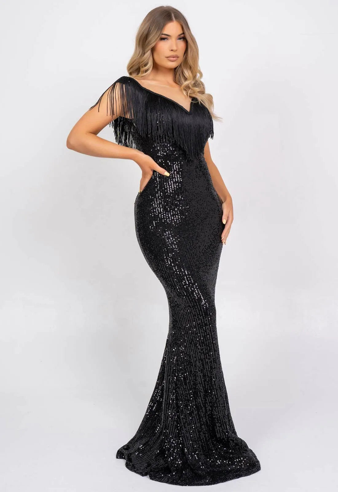 Nazz Collection Black Kendal Sequin Maxi Dress-99940