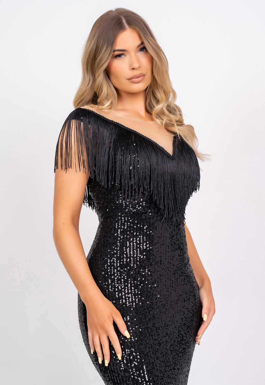 Nazz Collection Black Kendal Sequin Maxi Dress-99974