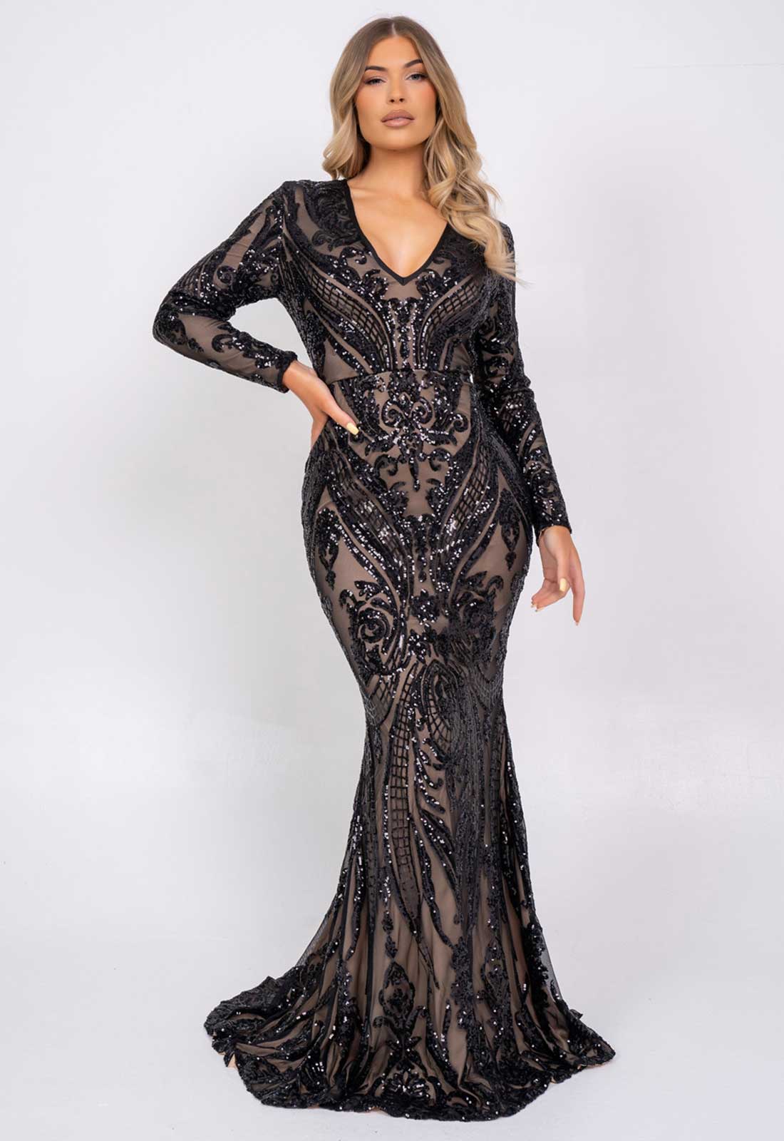 Nazz Collection Black Arabella Sequin Maxi Dress-99947