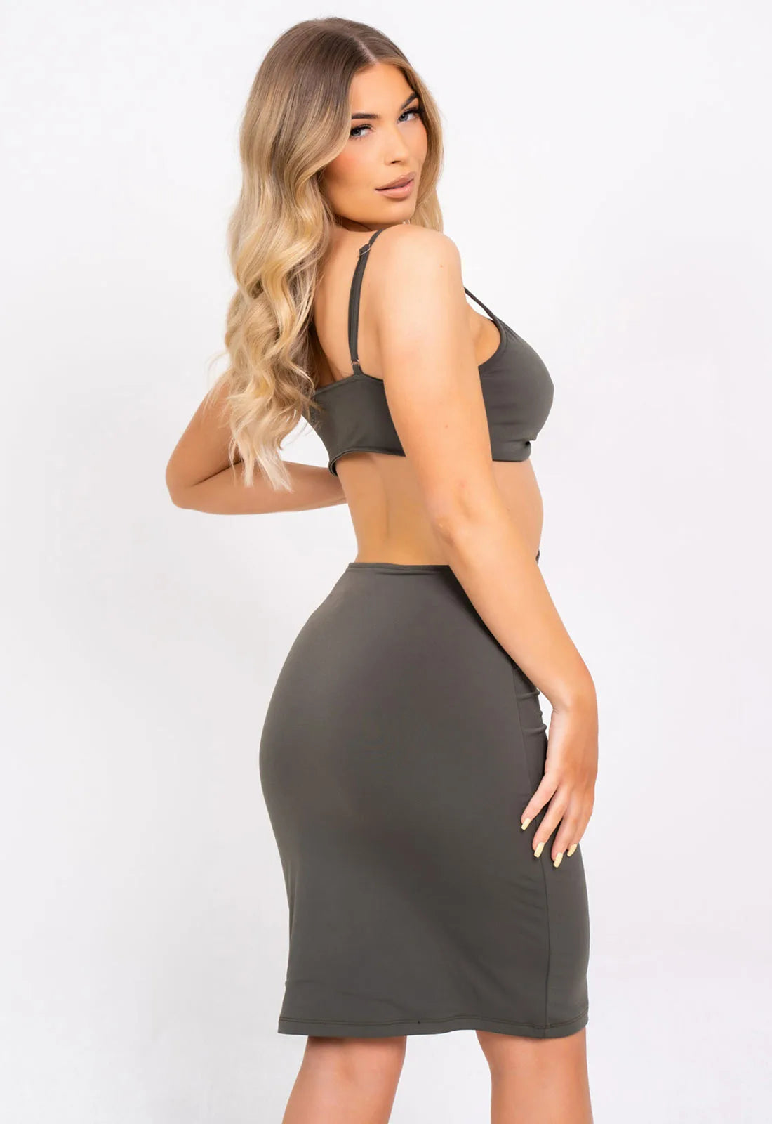 Nazz Collection Khaki Try Your Luck Midi Dress-101437