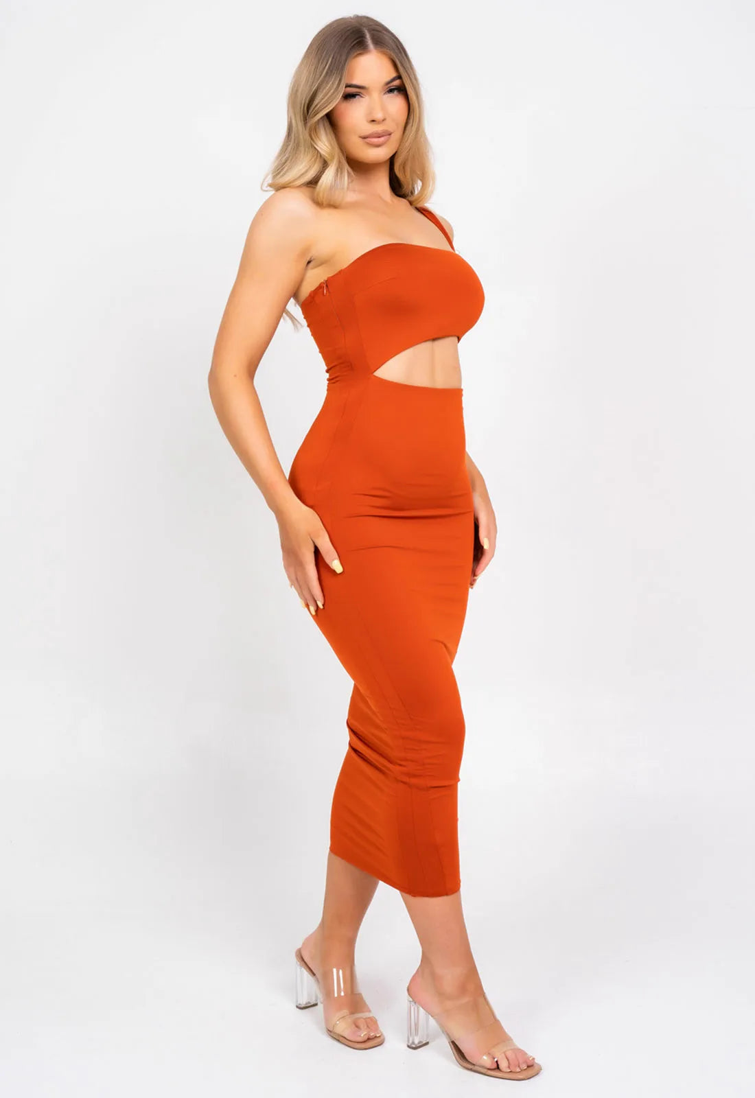 Nazz Collection Orange Chantelle Bodycon Dress-101497