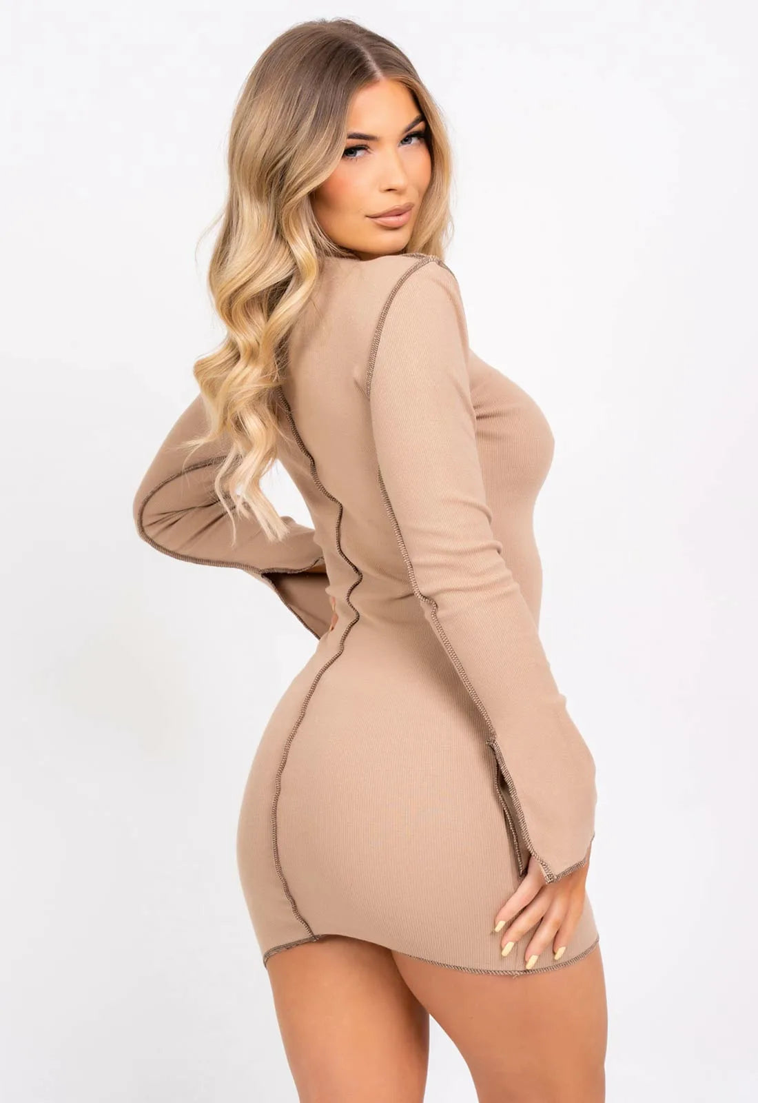 Nazz Collection Sand Material Girl Mini Dress-101502
