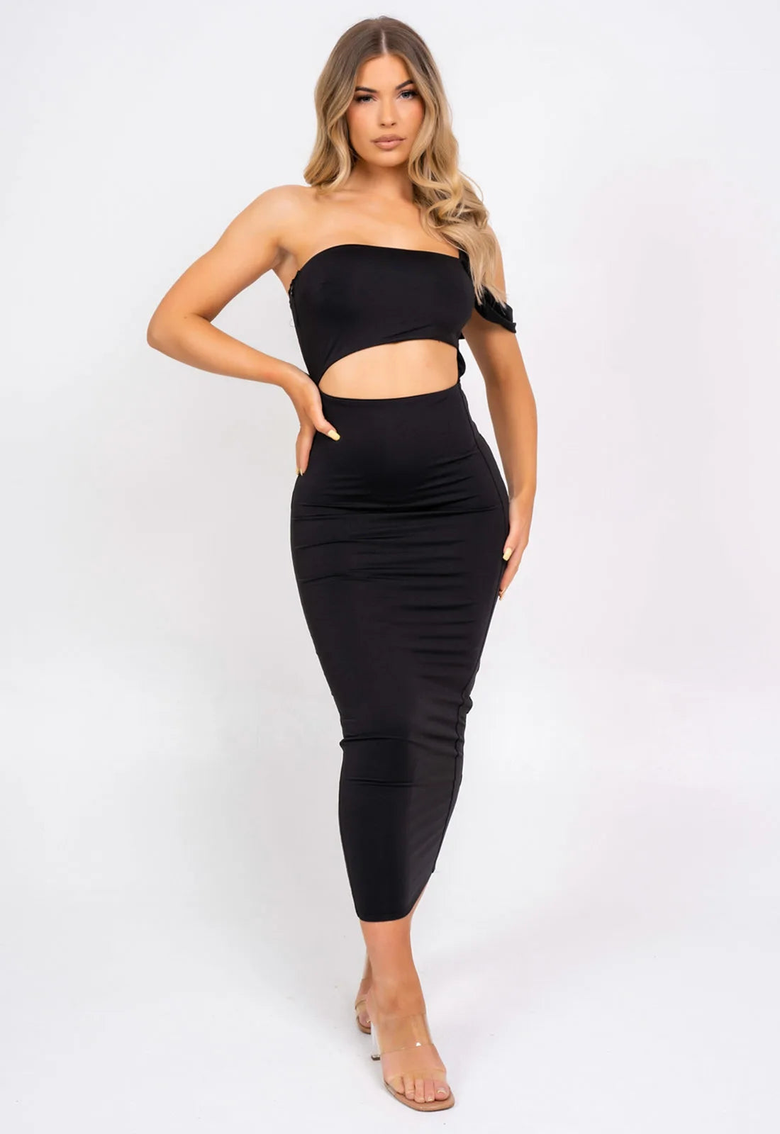 Nazz Collection Black Chantelle Midi Dress-0