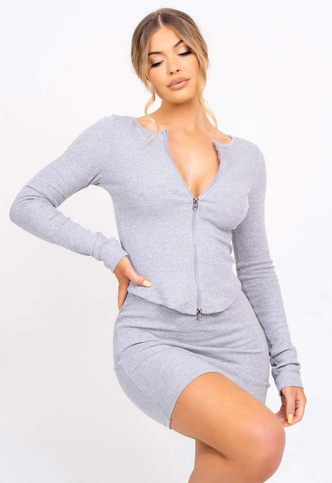 Nazz Collection Grey Feel The Vibe Co-ord-101552