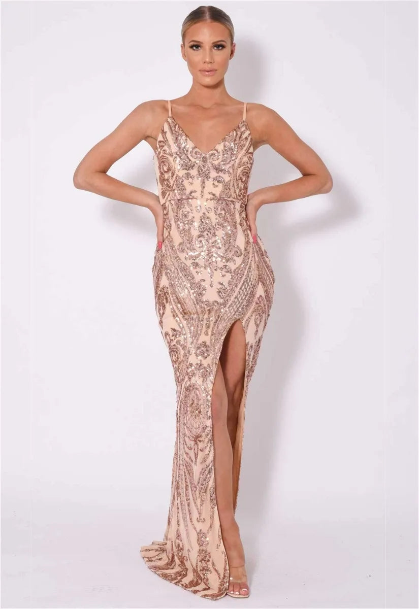 NAZZ Collection Rose Gold Outshine Maxi Dress