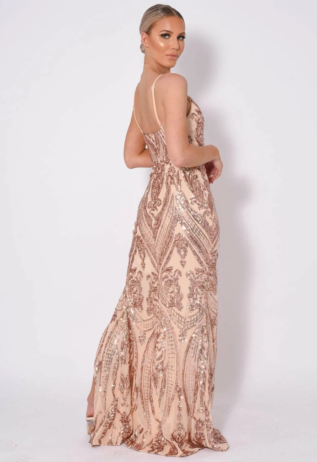 NAZZ Collection Rose Gold Outshine Maxi Dress-82709