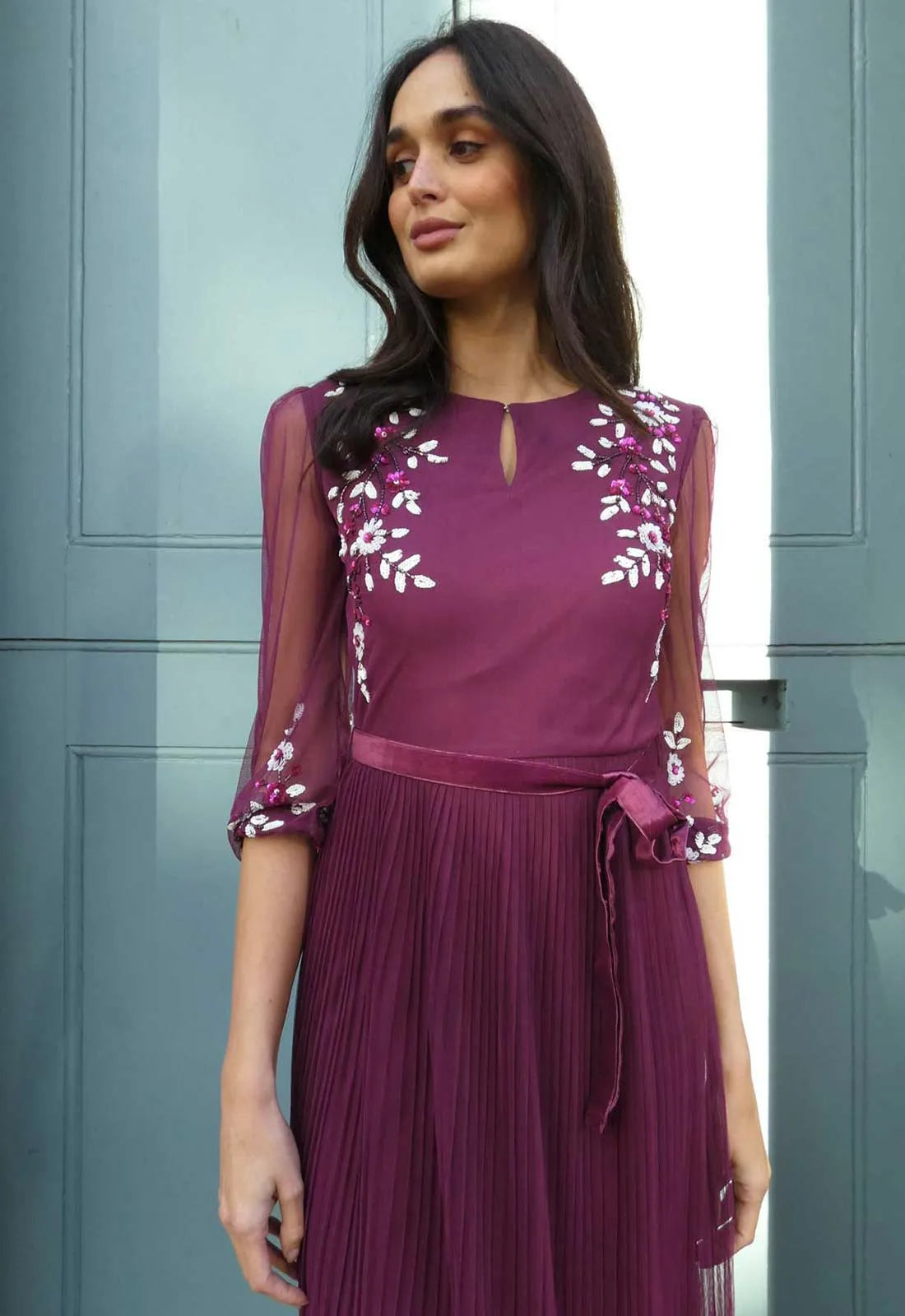 Raishma Couture Burgundy Polina Sequin Dress-120119