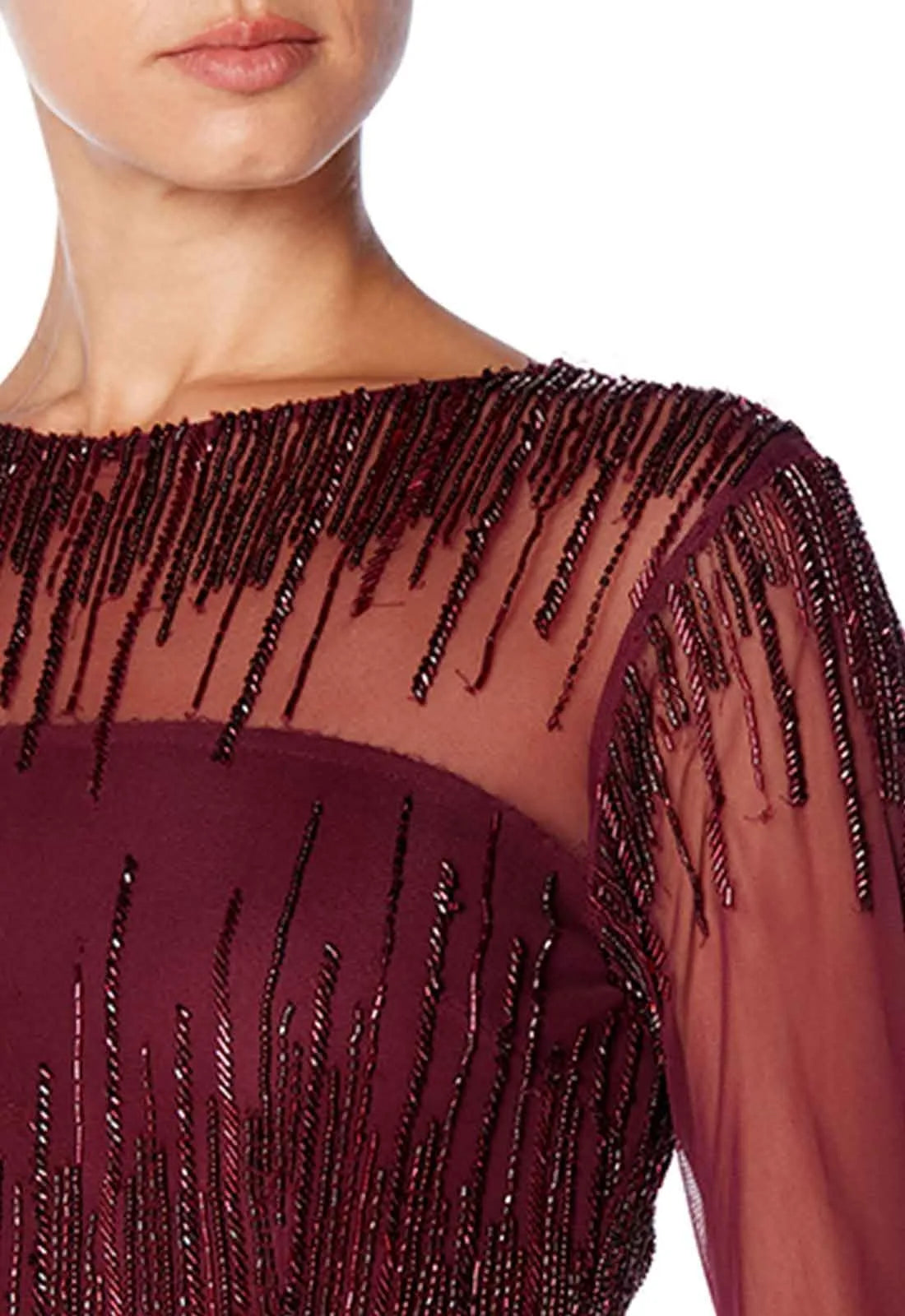 Raishma Burgundy Laurel Evening Dress-30782