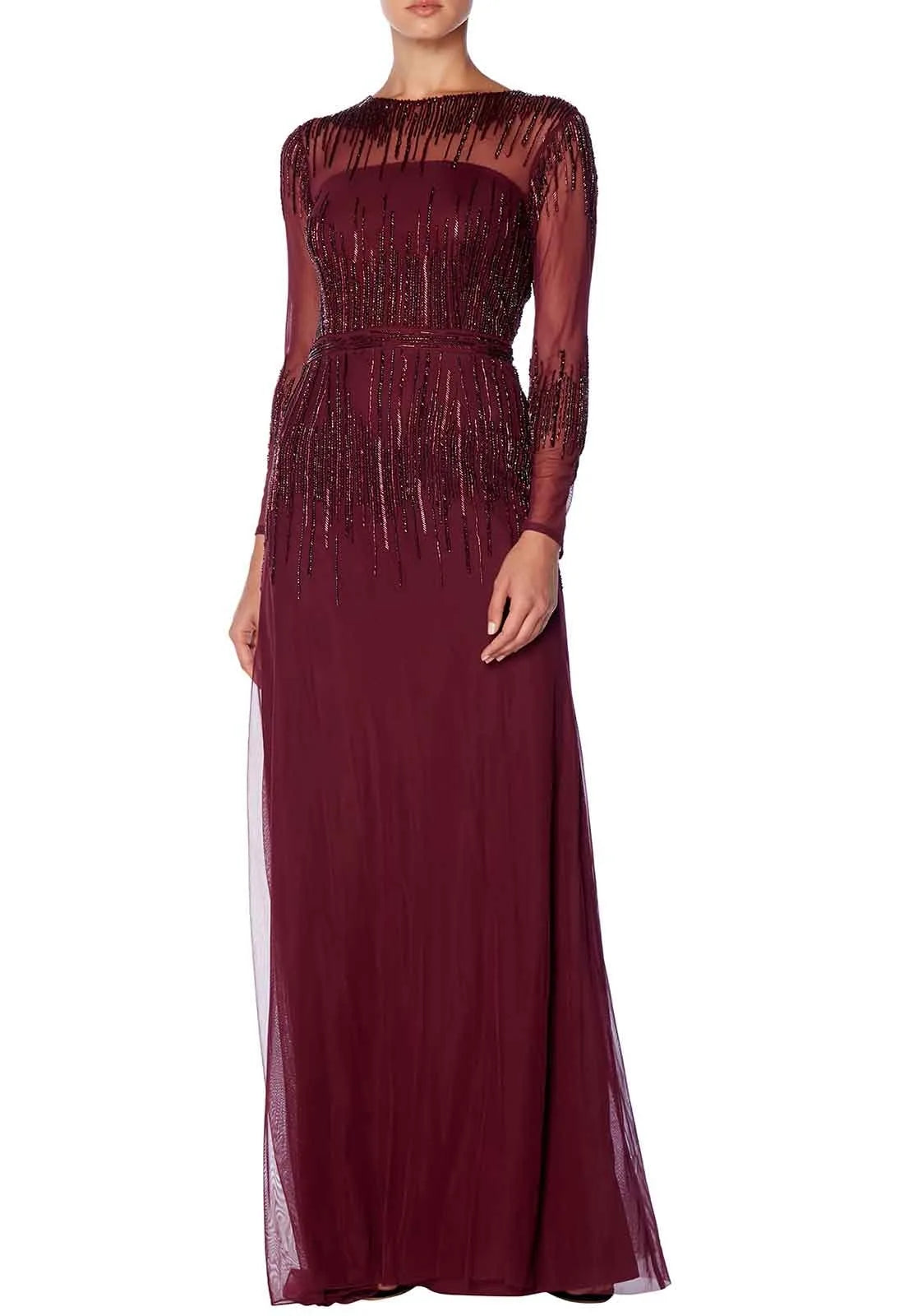 Raishma Burgundy Evening Dress