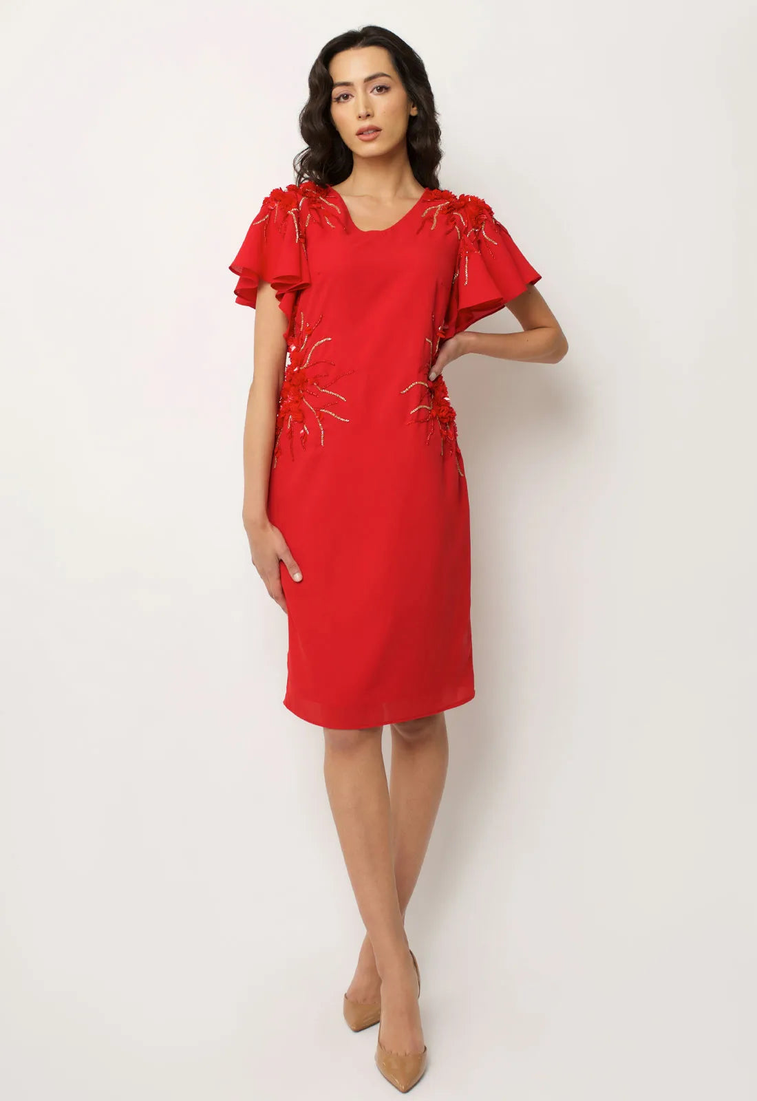 Raishma Red Malia Midi Dress-0