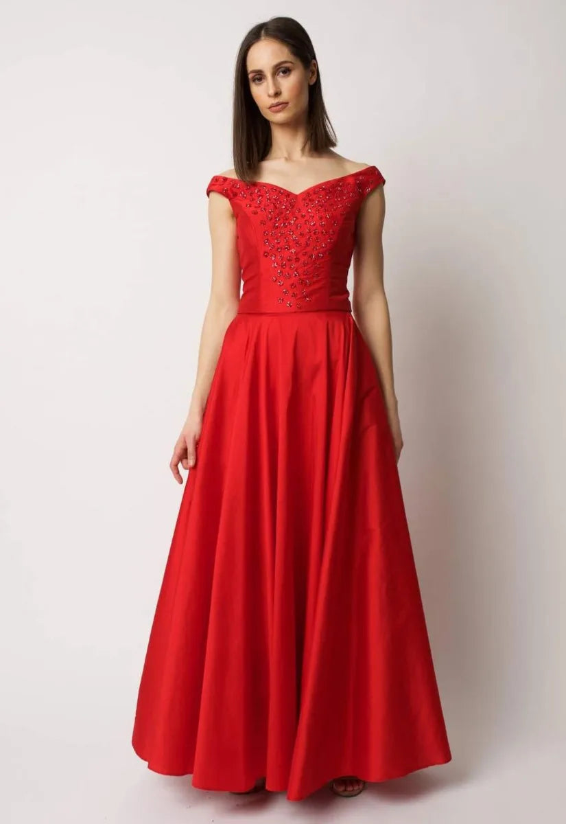 Raishma Couture Red Taffeta Skirt