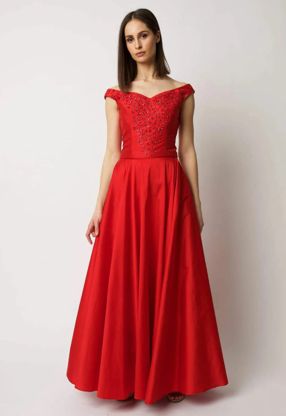 Raishma Couture Red Taffeta Skirt-0