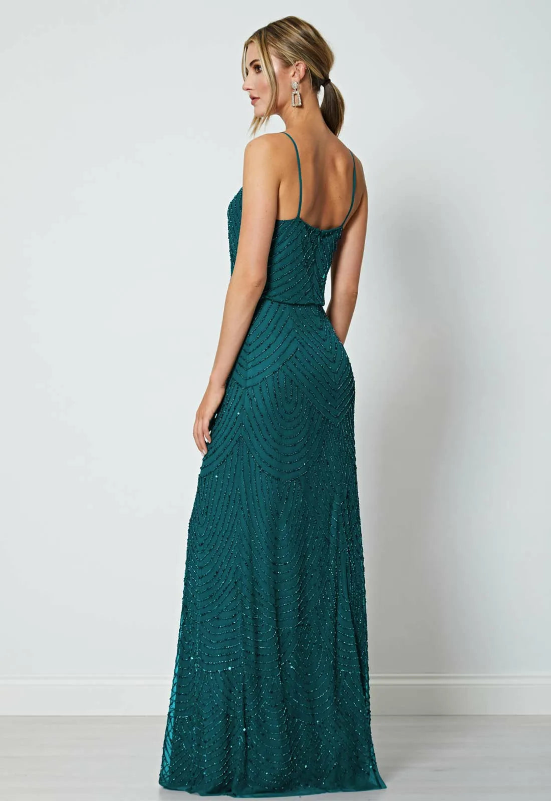 ANGELEYE Green Poppy Embellished Maxi Dress-105761