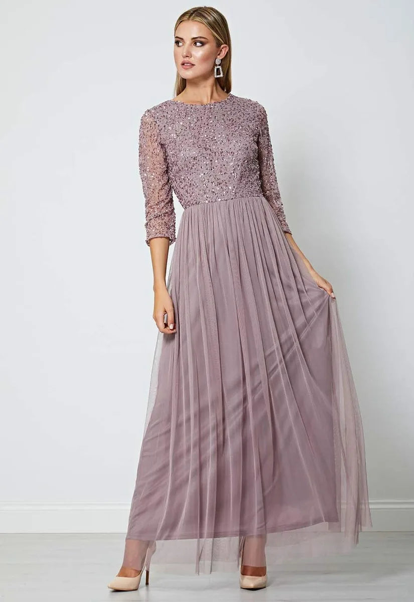 ANGELEYE Lavender Clara Sequin Maxi Dress