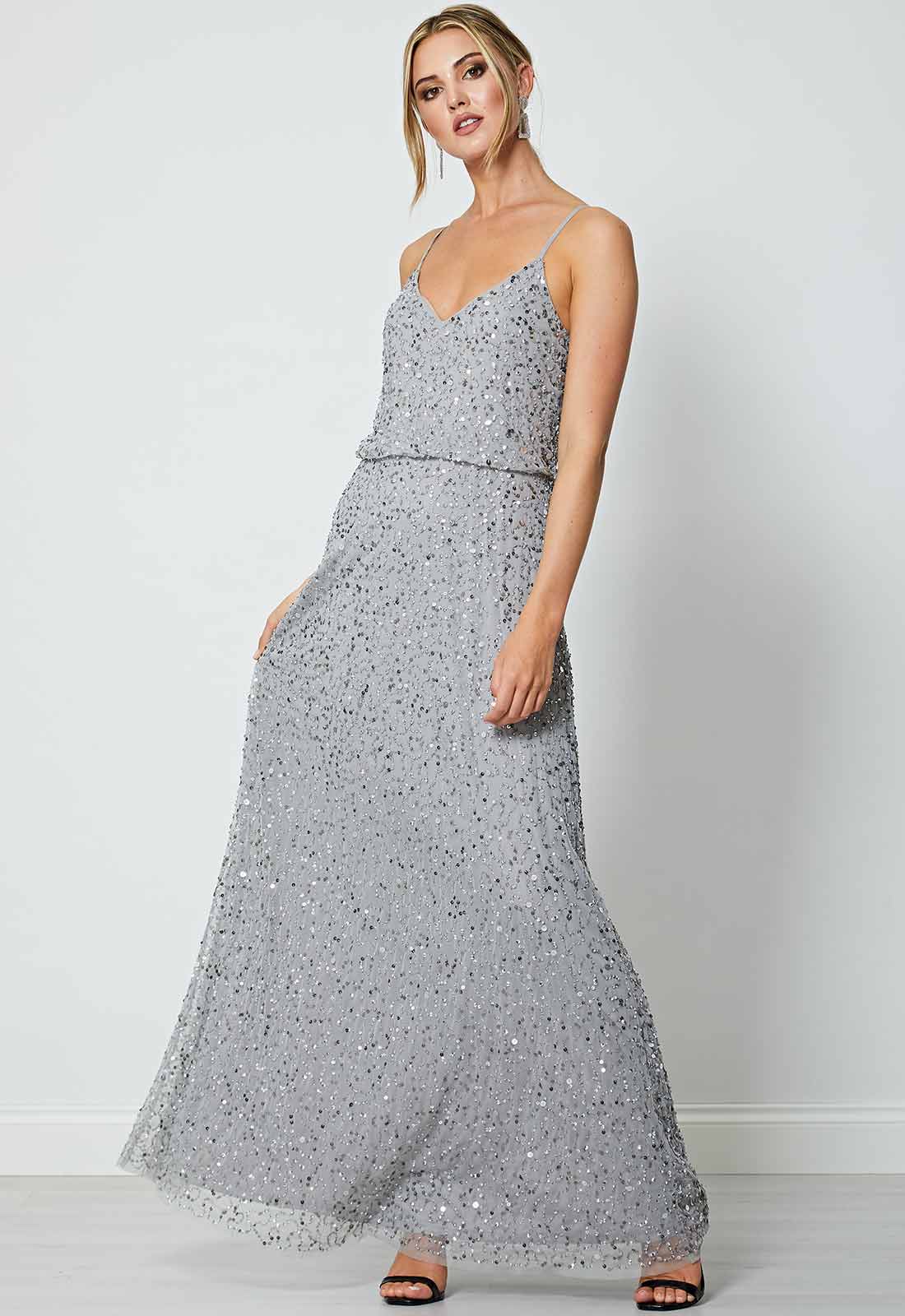 ANGELEYE Silver Lucy Embellished Maxi Dress-73687