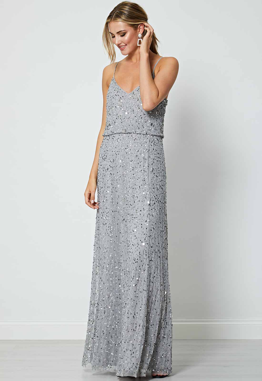 ANGELEYE Silver Lucy Embellished Maxi Dress-0