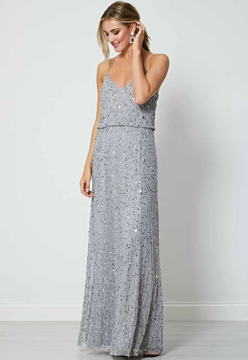 ANGELEYE Silver Lucy Embellished Maxi Dress
