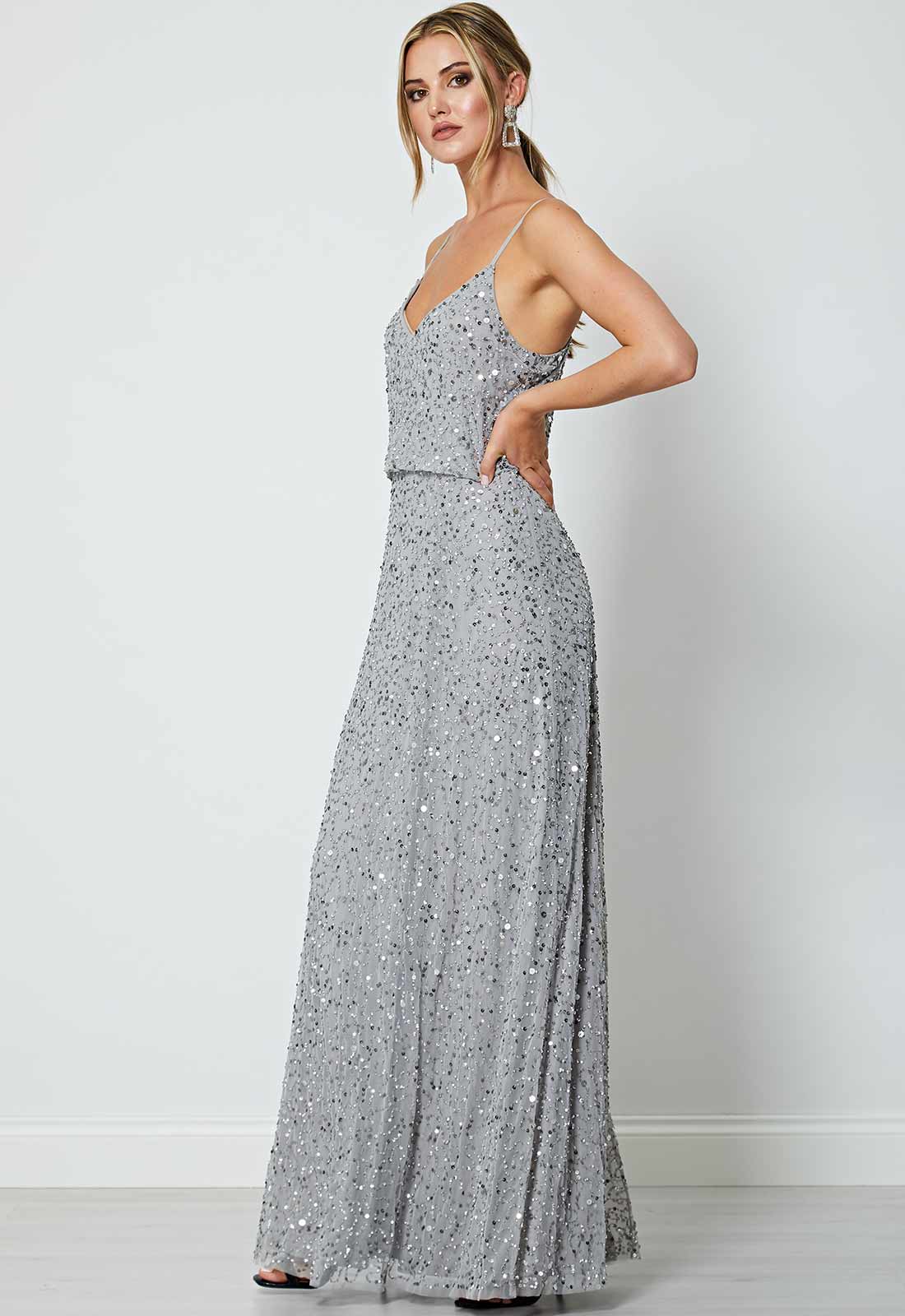 ANGELEYE Silver Lucy Embellished Maxi Dress-73685