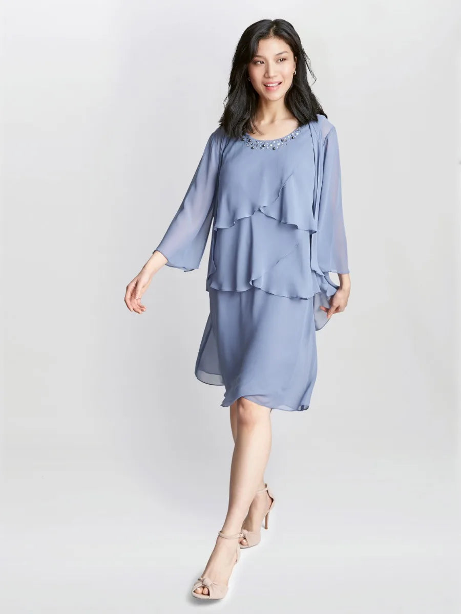 Gina Bacconi Lois Jacket Dress With Tiered Bodice