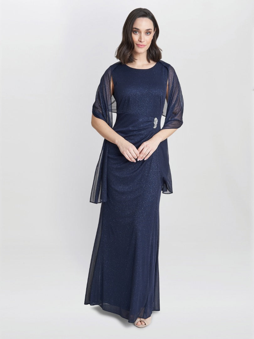 Gina Bacconi Alicia Maxi Dress With Embellishment And Matching Shawl