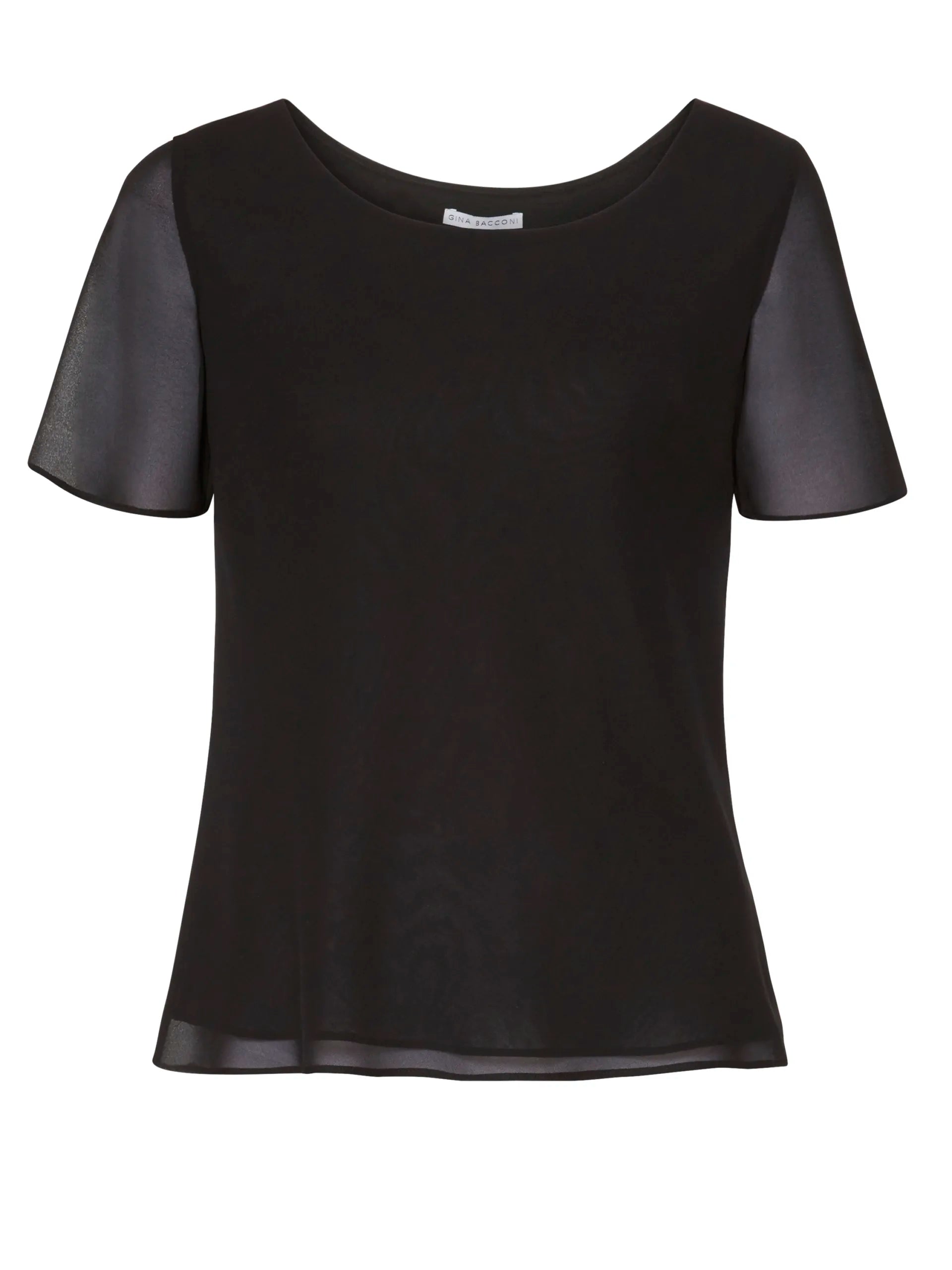 Gina Bacconi Black Triple Layer Chiffon Top