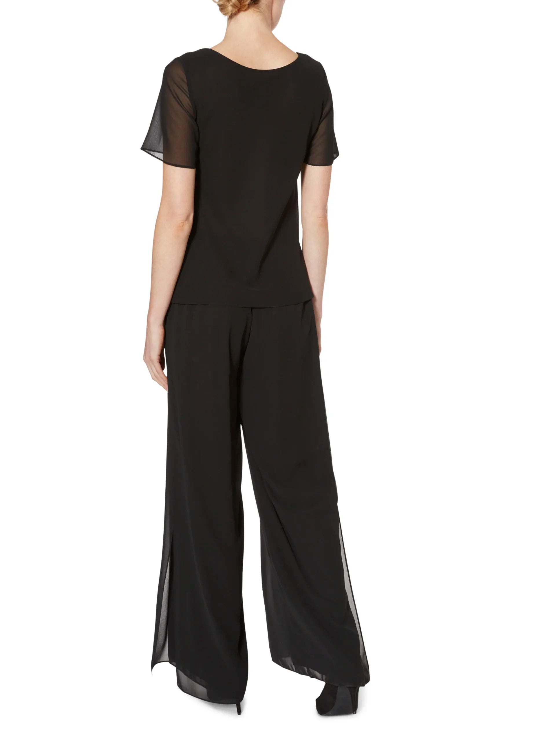 Gina Bacconi Black Triple Layer Chiffon Top