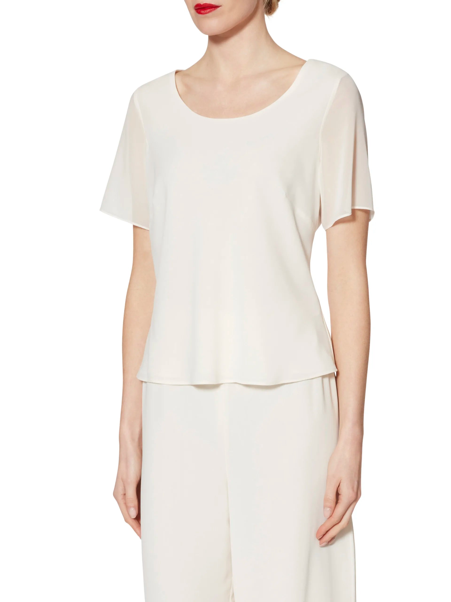 Gina Bacconi Chalk White Triple Layer Chiffon Top