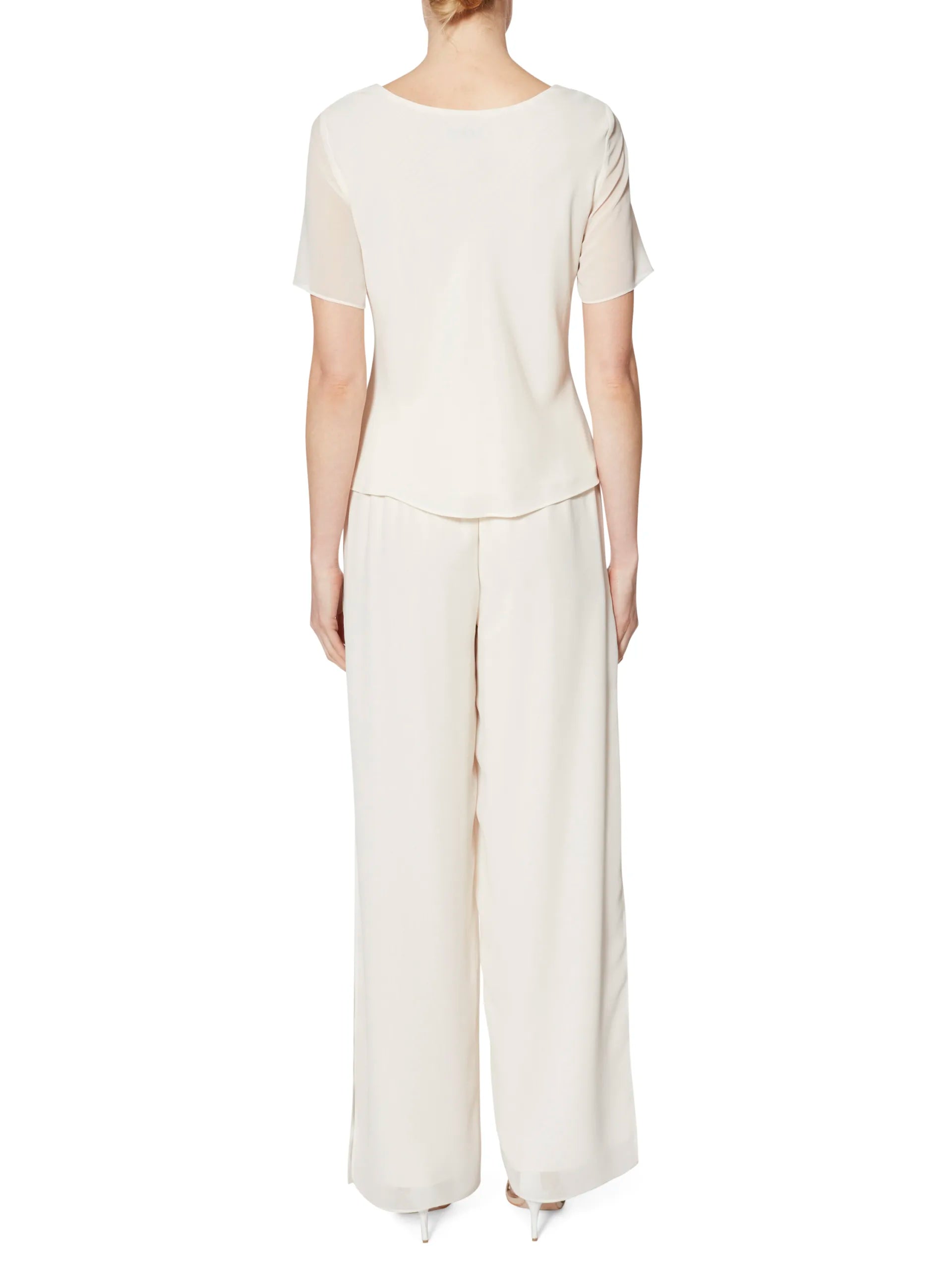 Gina Bacconi Chalk White Triple Layer Chiffon Top