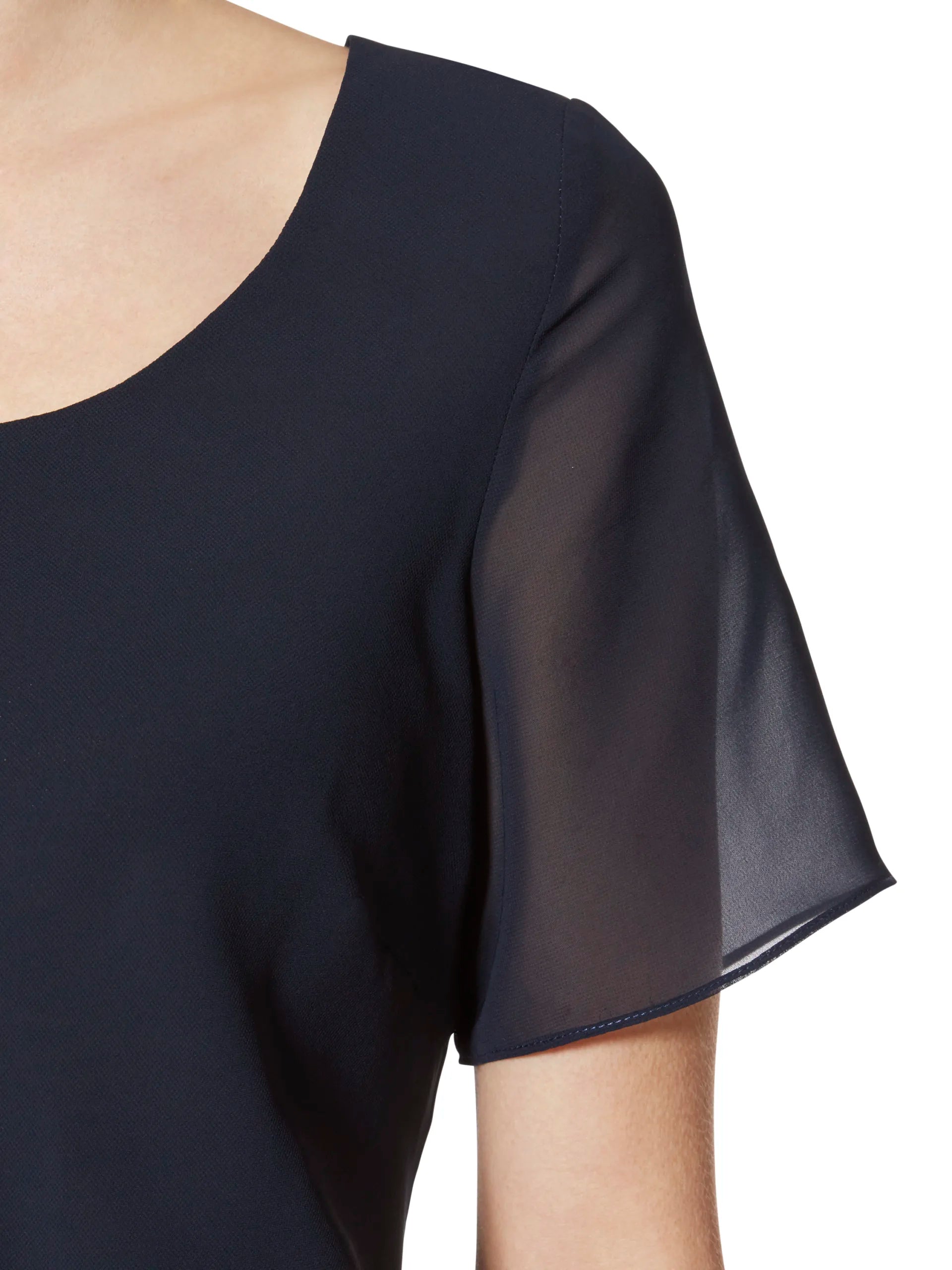 Gina Bacconi Navy Triple Layer Chiffon Top