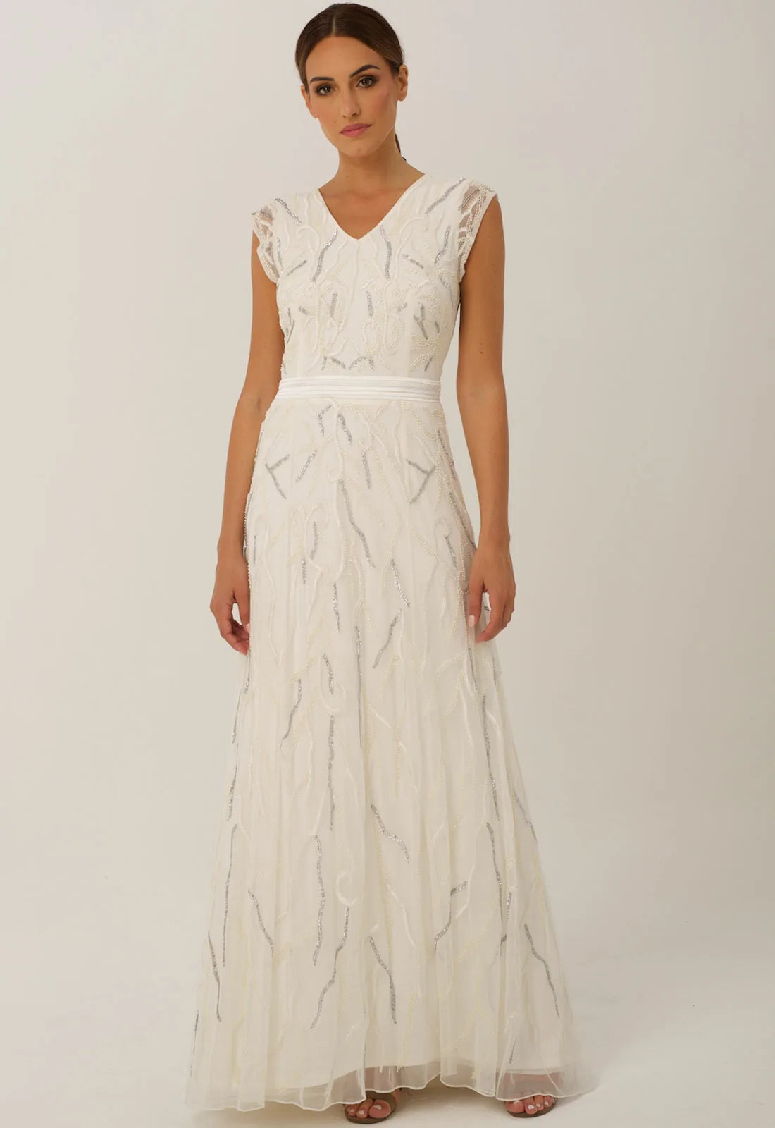 Raishma White Sequin Eden Maxi Gown-58320