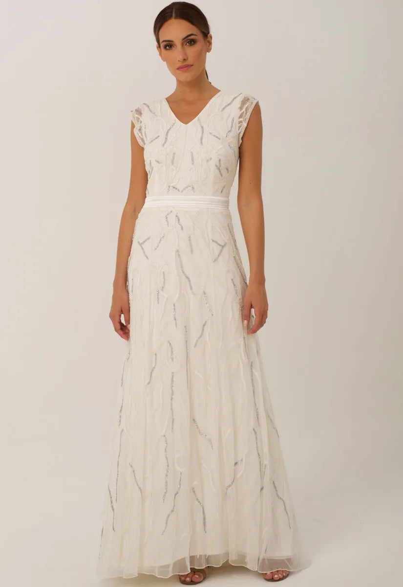 Raishma White Sequin Eden Maxi Gown