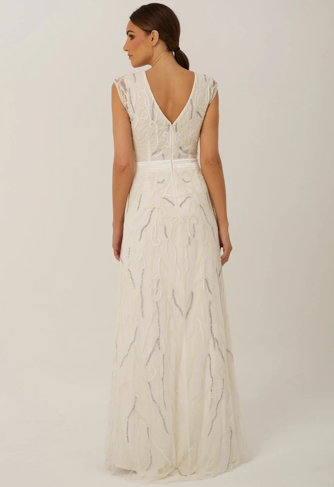 Raishma White Sequin Eden Maxi Gown-58321