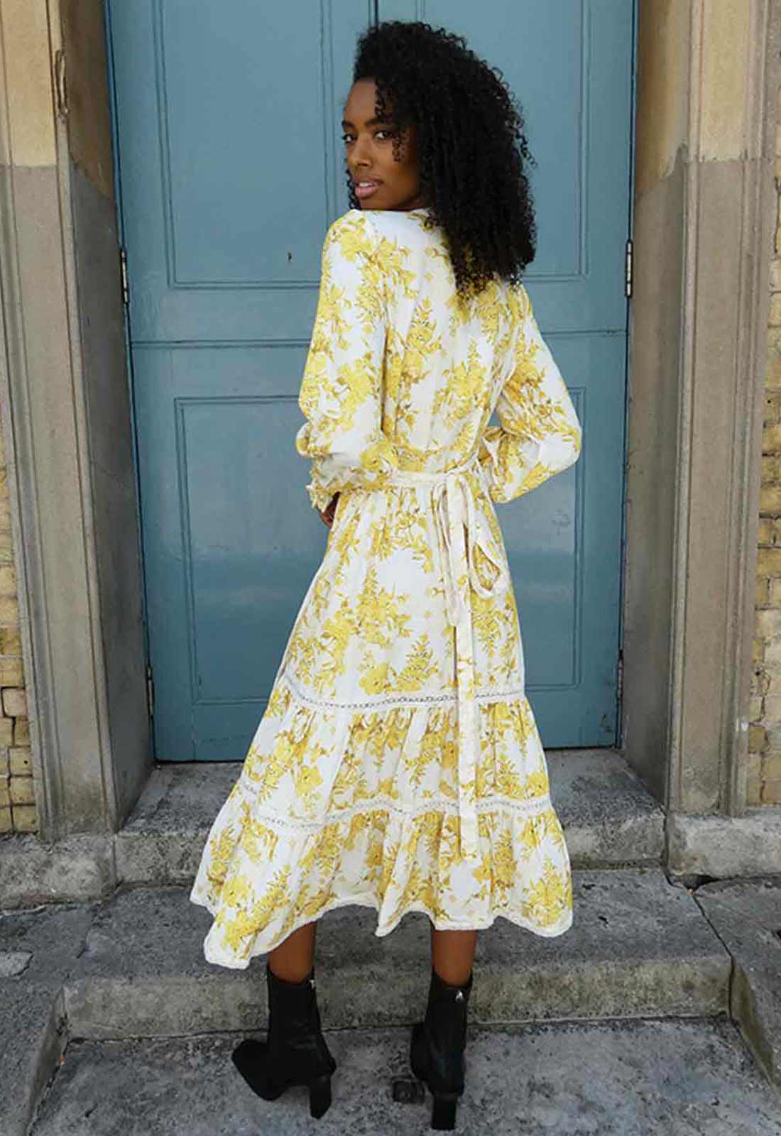 Raishma Studio Yellow Stella Wrap Dress-116560