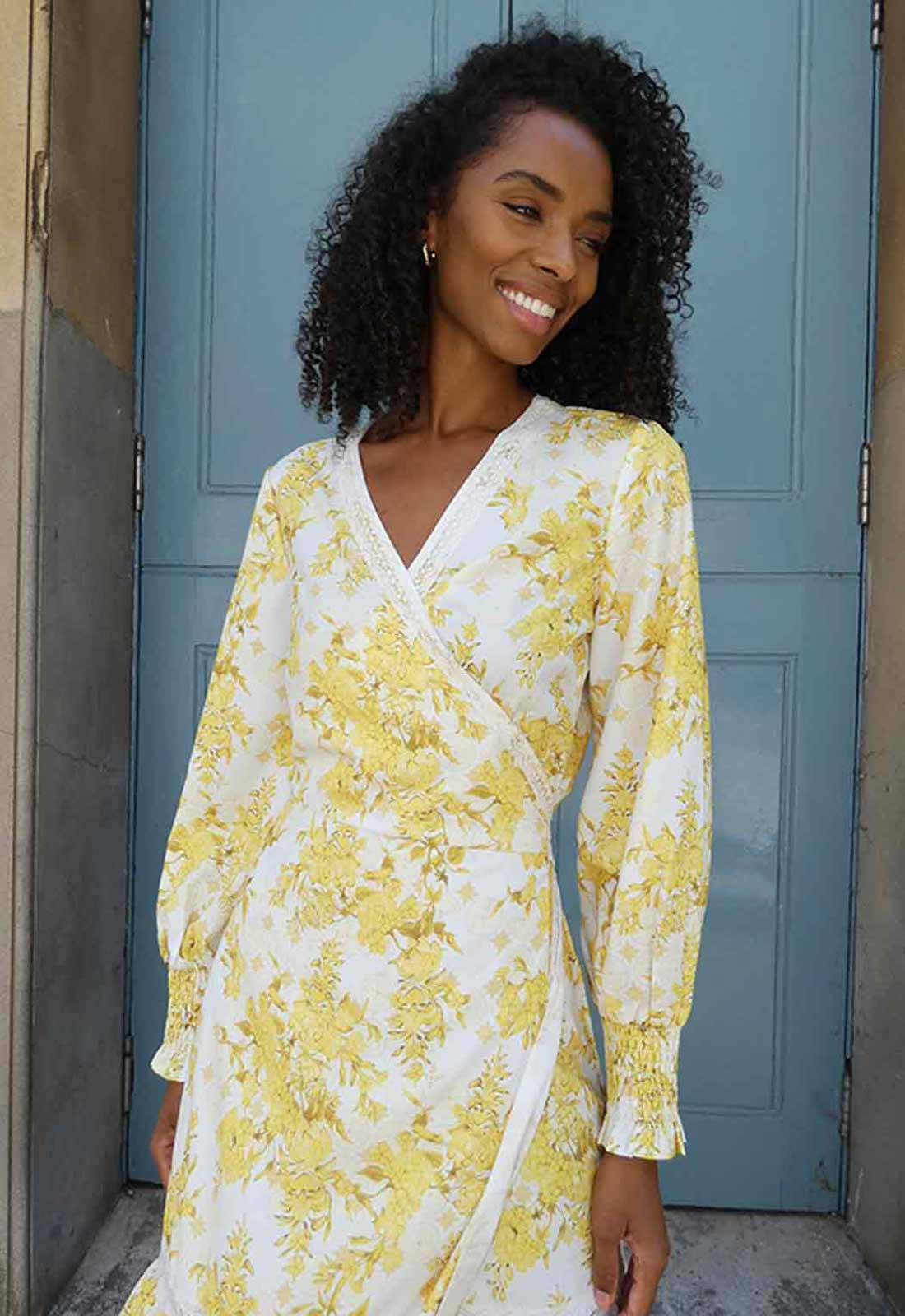 Raishma Studio Yellow Stella Wrap Dress-116561