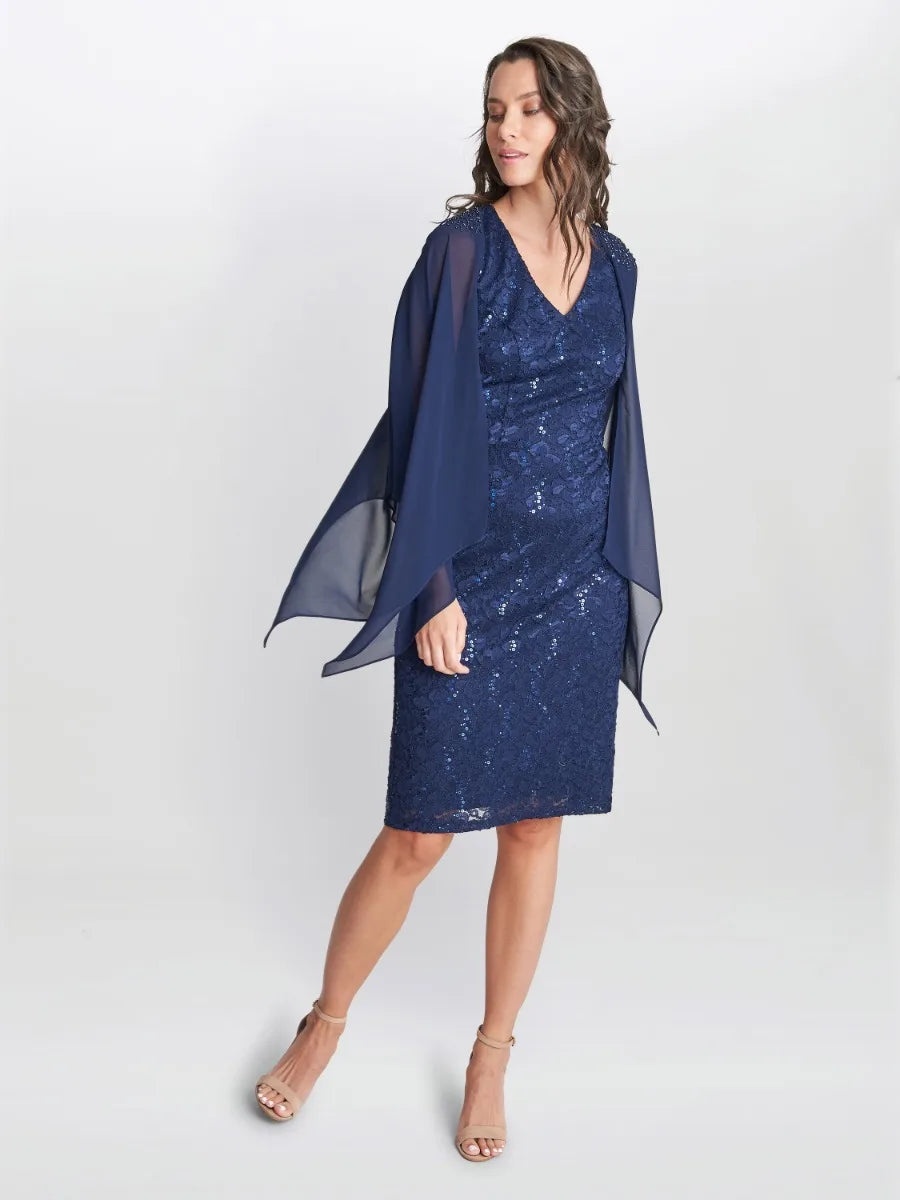 Gina Bacconi Adelaide V Neck Shift Dress With Jacket