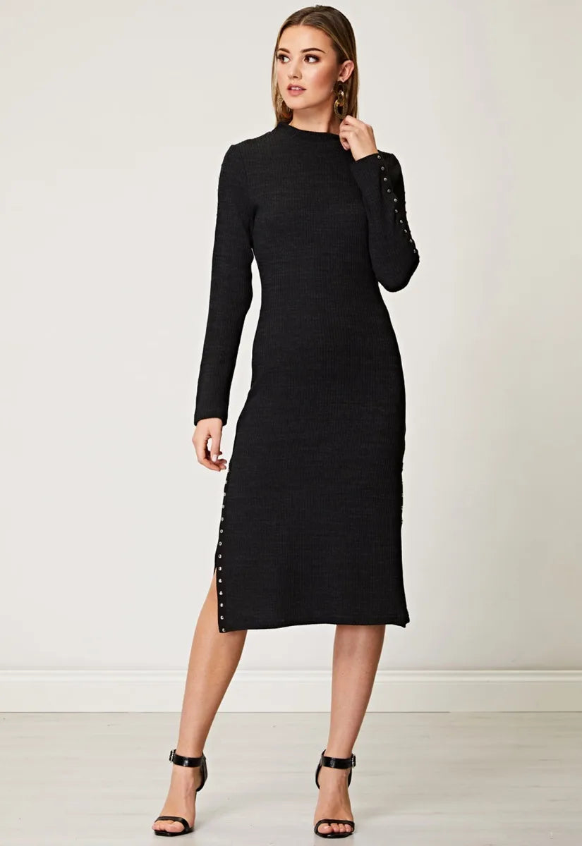 ANGELEYE Black Knit Midi Dress
