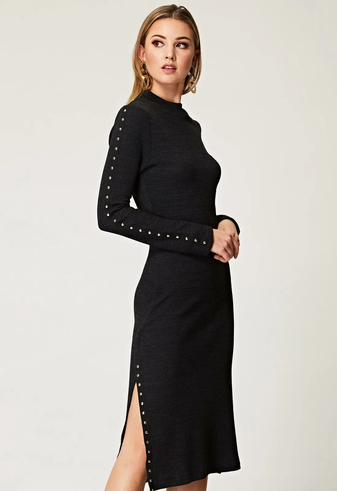 ANGELEYE Black Knit Midi Dress-94538